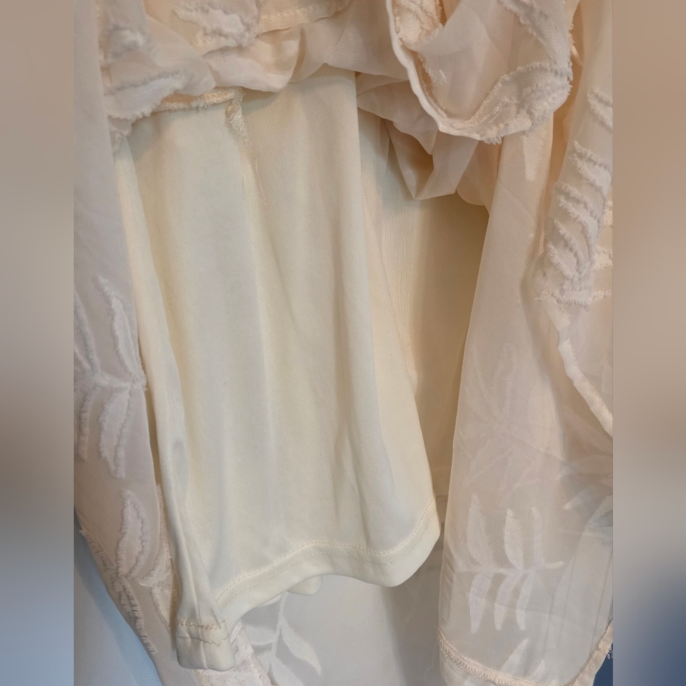 Cream Smocked V-Neck Midi Dress - Picture 7 of 7